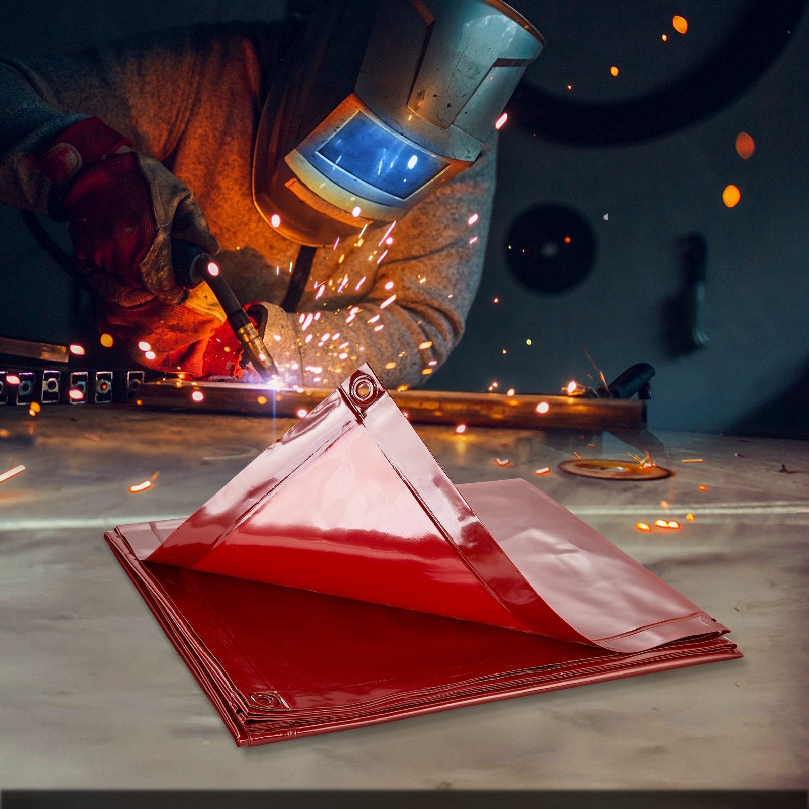 VEVOR Welding Curtain Screen 6'x6' Flame-Resistant Vinyl Hanging Welding Screen 