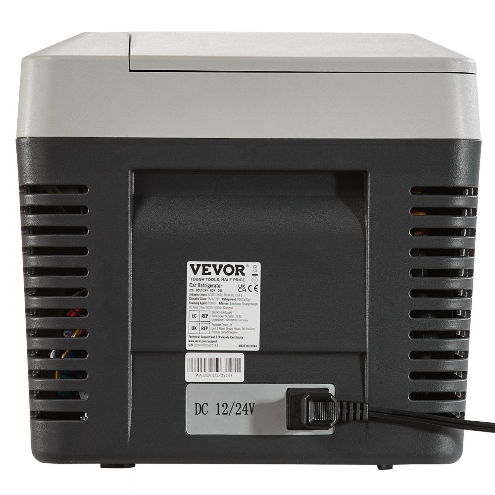 VEVOR Car Refrigerator, 12 Volt Car Refrigerator Fridge, 21 QT/20 L Single Zone Portable Freezer, -4?-50? Adjustable Range, 12/24V DC and 100-240V AC Compressor Cooler for Outdoor, Camping, Travel, RV 