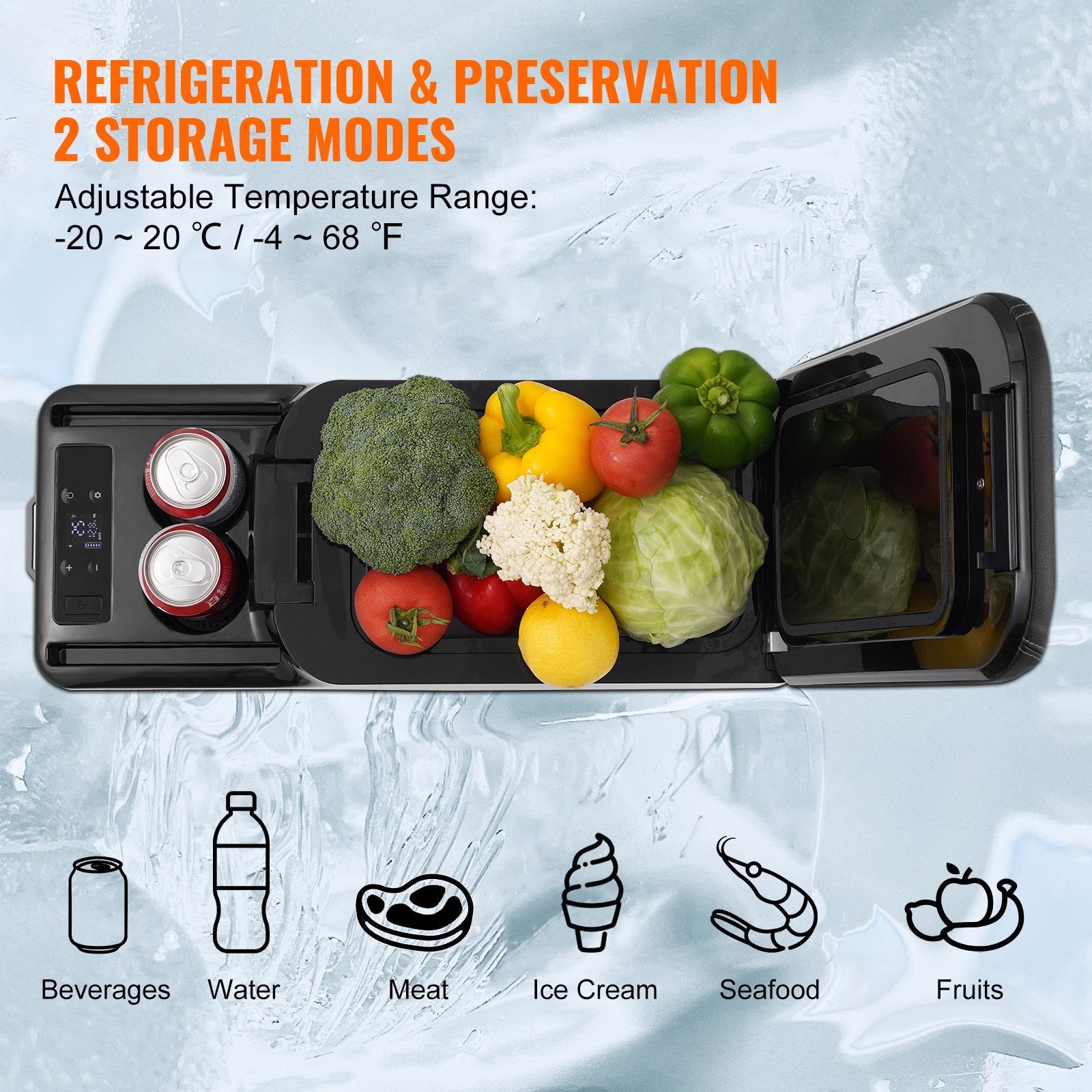 VEVOR Portable Car Refrigerator Freezer Compressor 15 L Single Zone for Car Home 