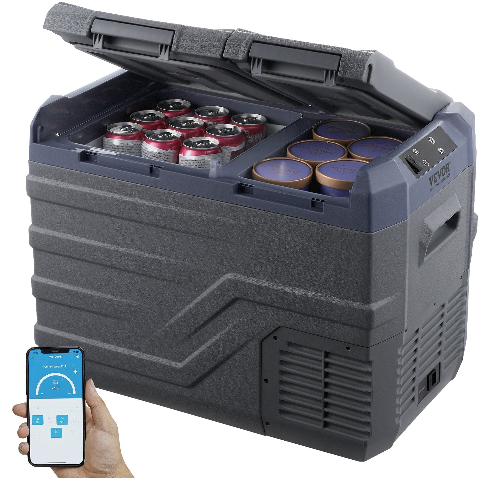 VEVOR Portable Car Refrigerator Freezer Compressor 32 L Dual Zone for Home Car 