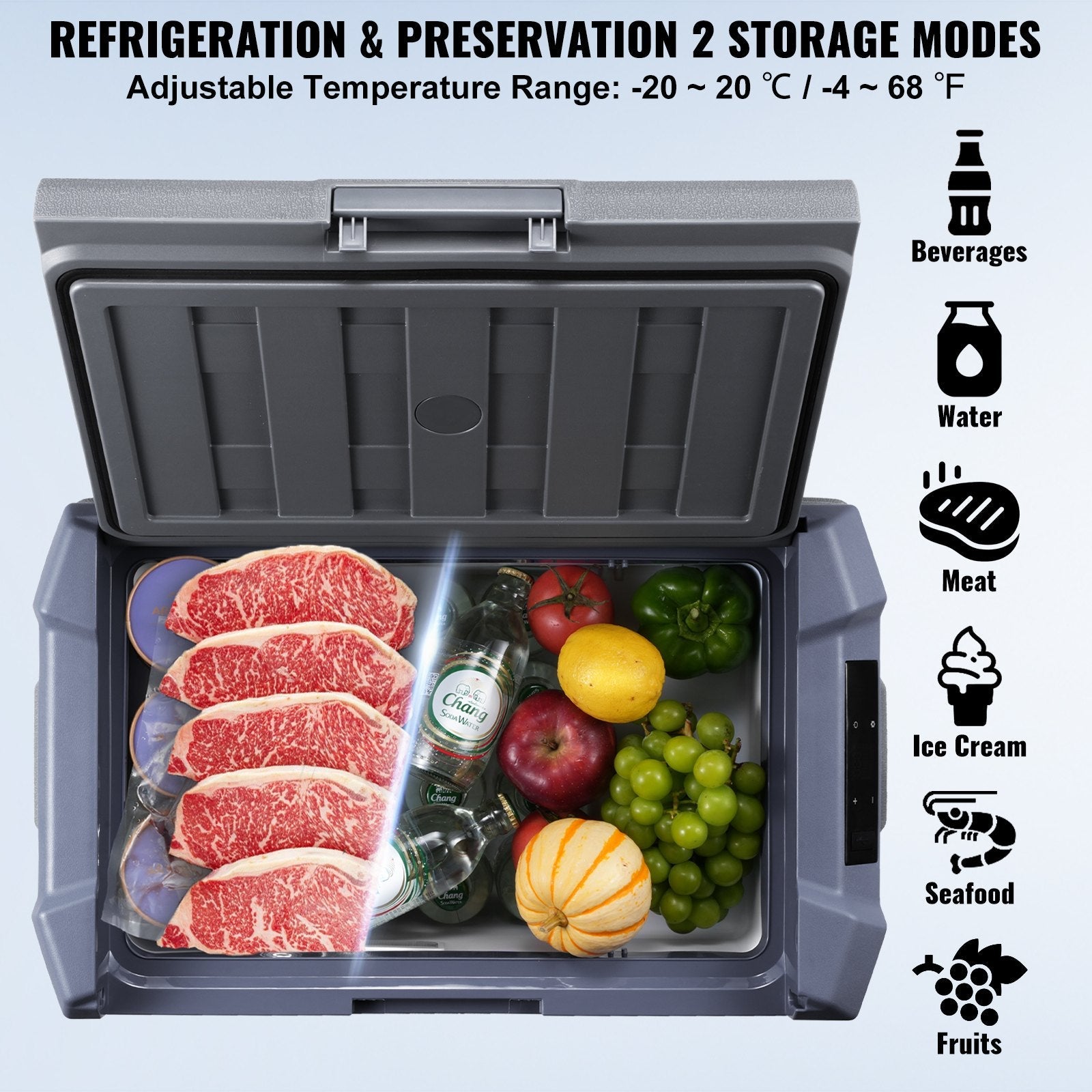 VEVOR Portable Car Refrigerator Freezer Compressor 45 L Single Zone for Car Home 