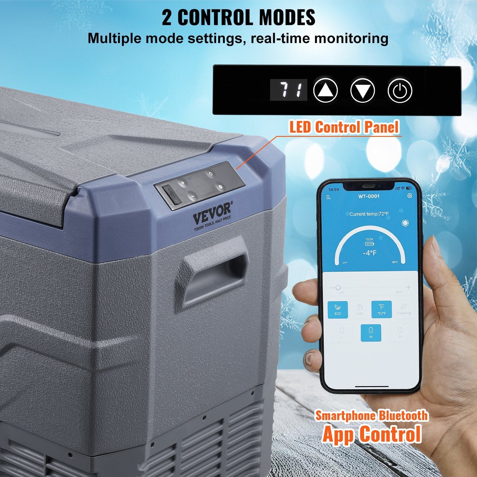 VEVOR Portable Car Refrigerator Freezer Compressor 45 L Single Zone for Car Home 