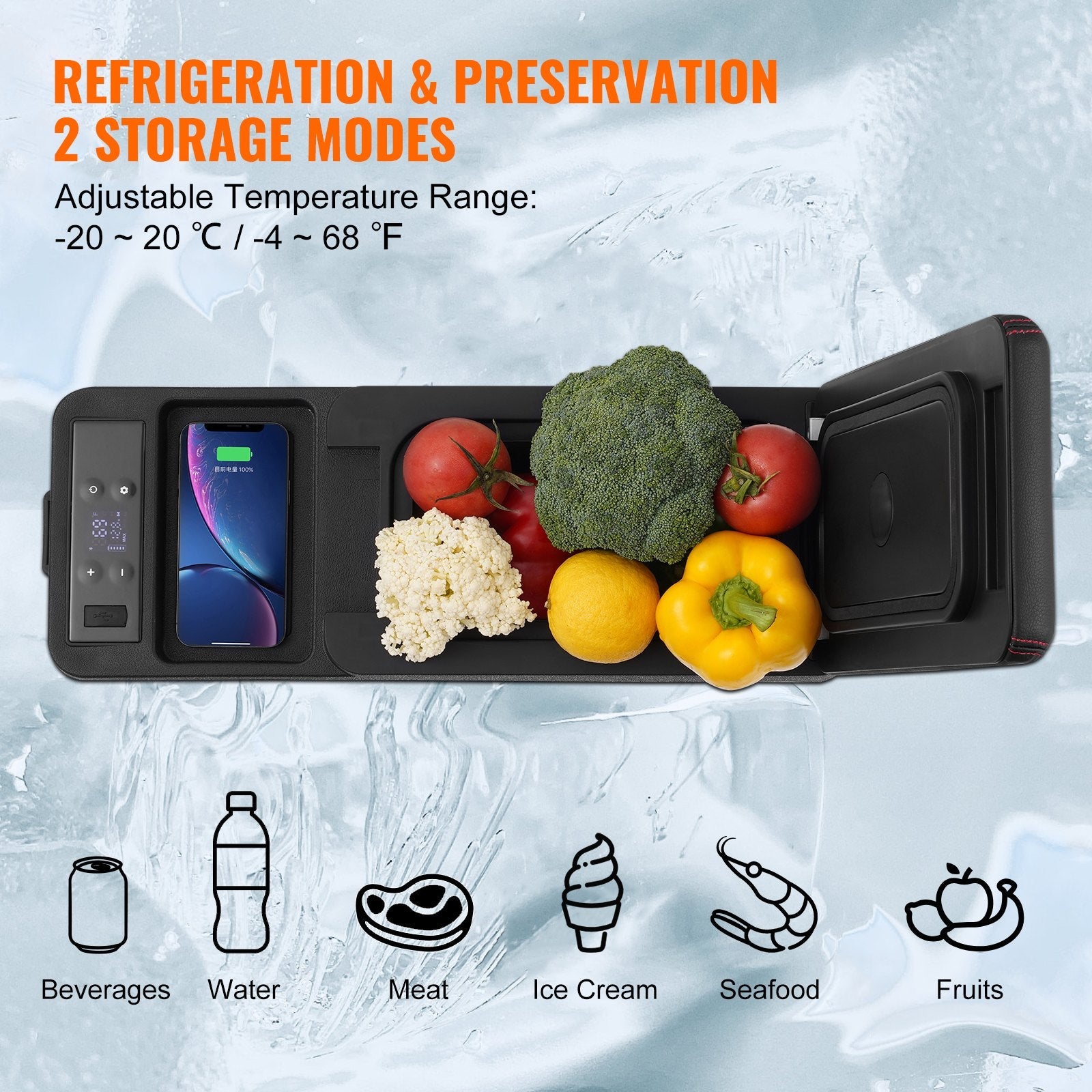 VEVOR Portable Car Refrigerator Freezer Compressor 8 L Single Zone for Car Home 