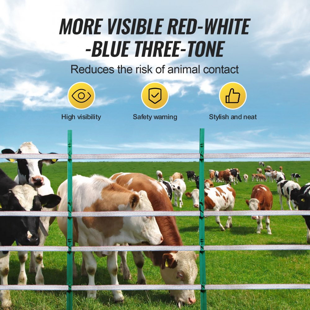 VEVOR 2625Ft 800M Electric Fence Wire Fencing Polywire Horse Cattle Livestock 