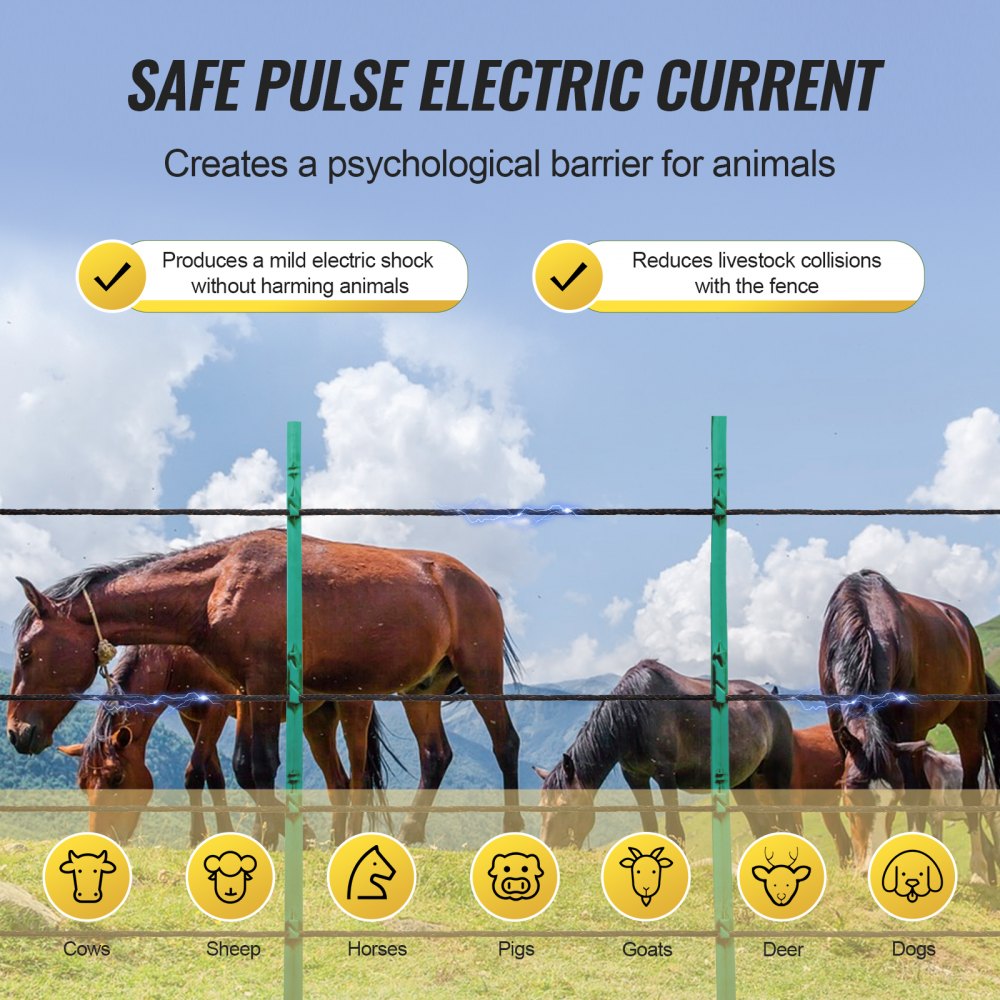 VEVOR 1000Ft 305M Electric Fence Wire Fencing Polywire Horse Cattle Livestock 
