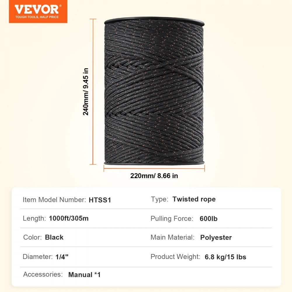 VEVOR 1000Ft 305M Electric Fence Wire Fencing Polywire Horse Cattle Livestock 