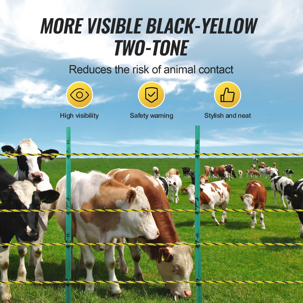 VEVOR 3366Ft 1026M Electric Fence Wire Fencing Polywire Horse Cattle Livestock 