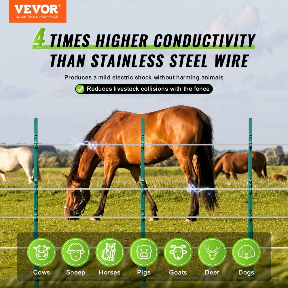 VEVOR 1640Ft 500M Aluminum Wire for Electric Fencing for Horse Cattle Livestock 