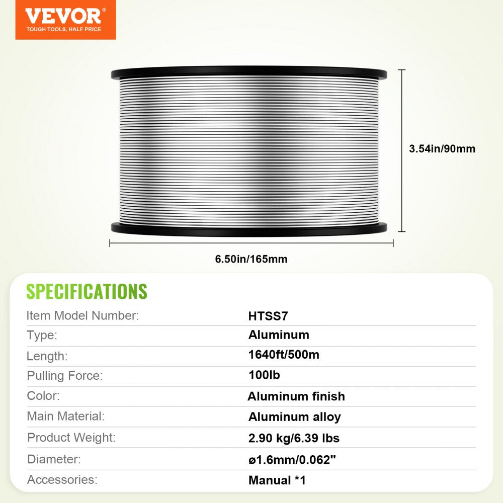 VEVOR 1640Ft 500M Aluminum Wire for Electric Fencing for Horse Cattle Livestock 