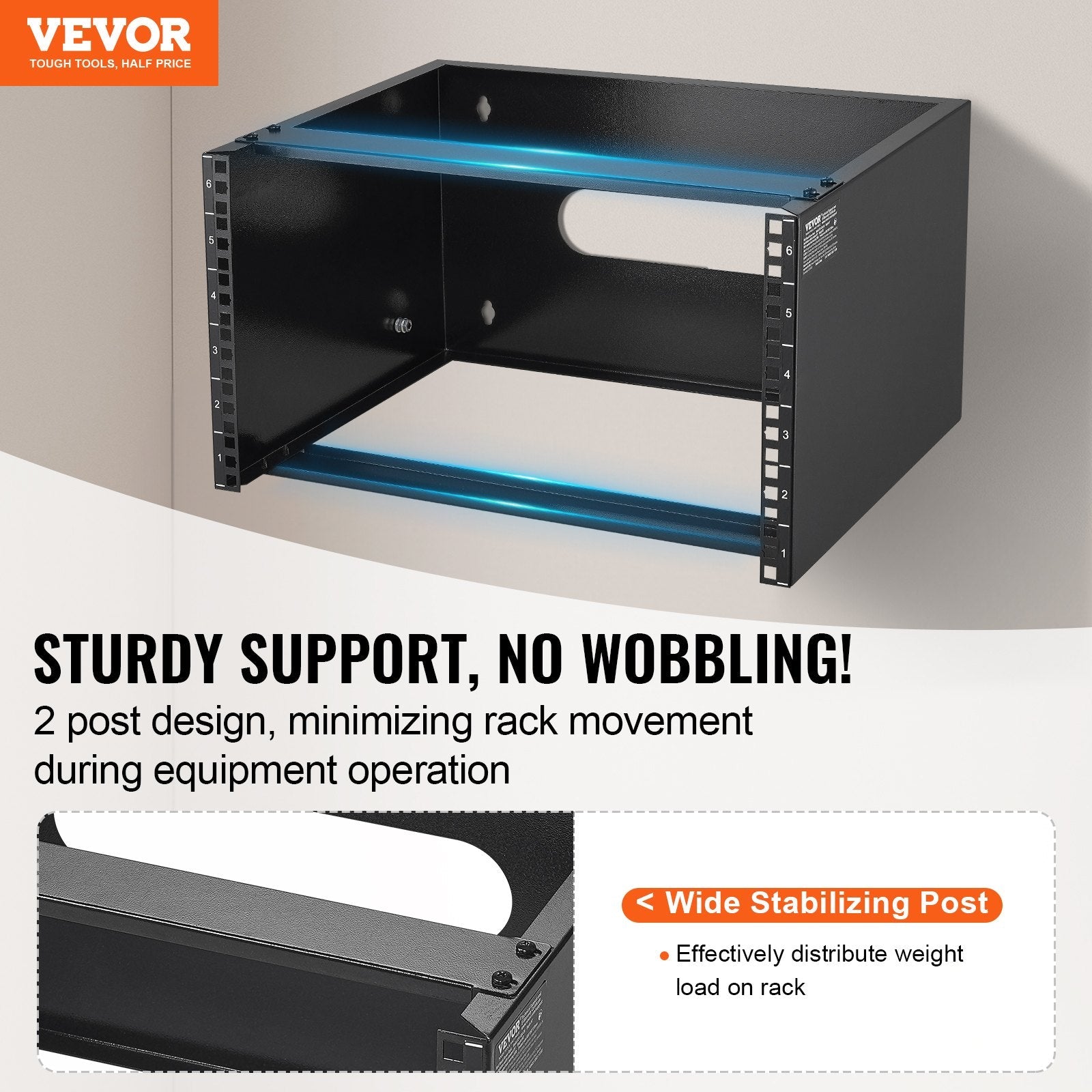 VEVOR 6U Wall Mount Network Rack 14 in/355.6 mm Depth Server Rack 50lbs/22.68kg 