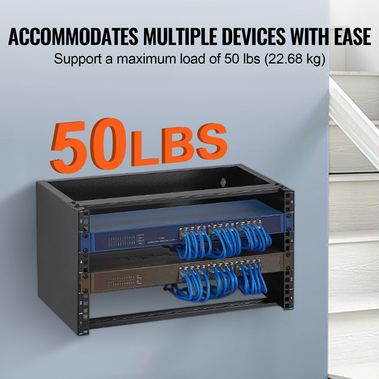 VEVOR 6U Wall Mount Network Rack 14 in/355.6 mm Depth Server Rack 50lbs/22.68kg 