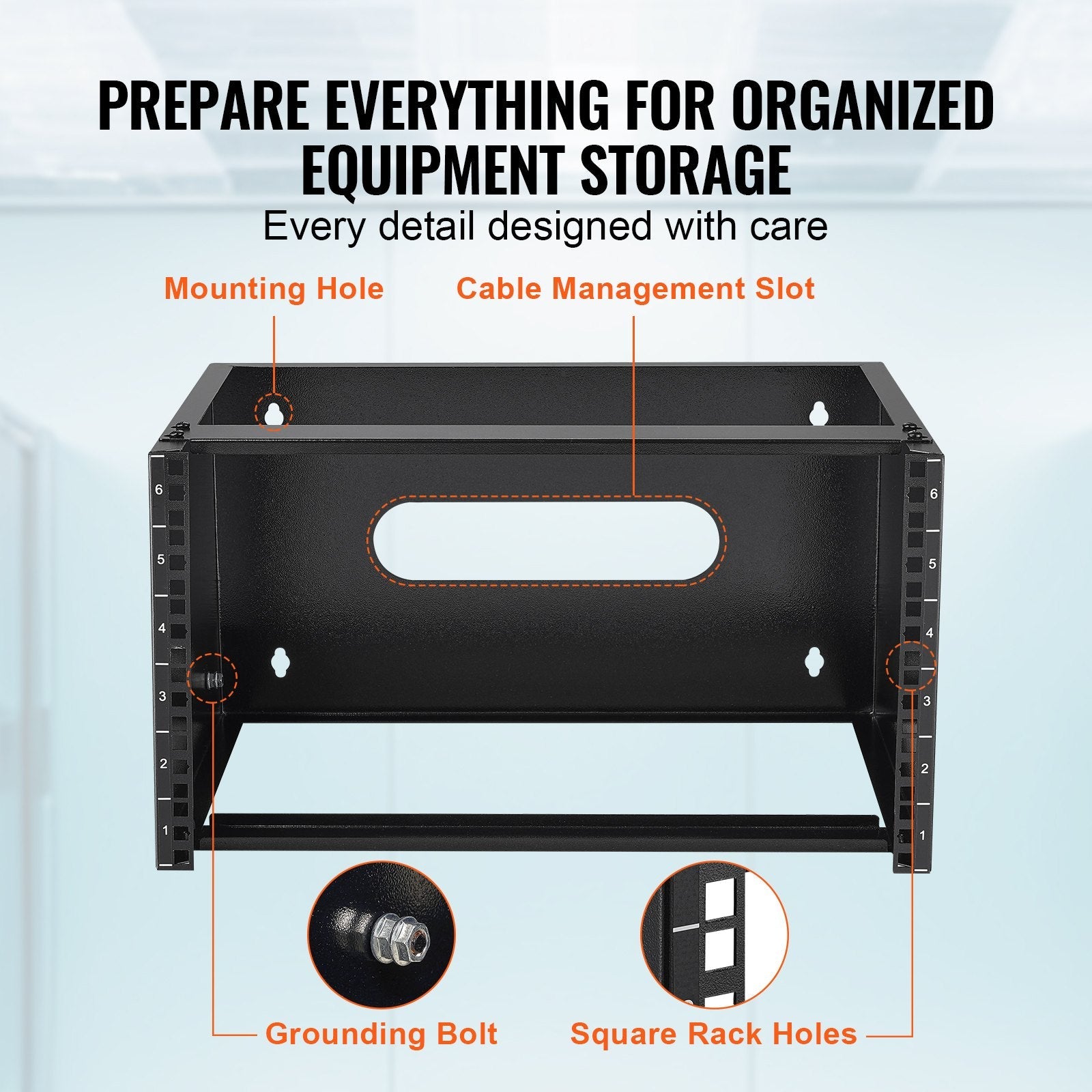 VEVOR 6U Wall Mount Network Rack 14 in/355.6 mm Depth Server Rack 50lbs/22.68kg 