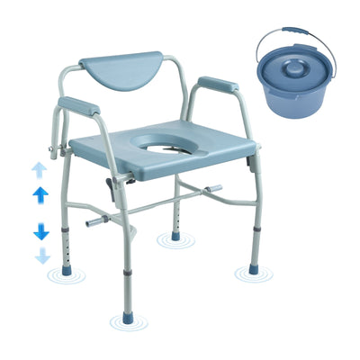 VEVOR Commode Chair, Bedside Commode with Drop-Down Arms and Detachable Backrest, 5-Level Adjustable Height, 7L Removable Bucket, Easy to Assemble, 1000LBS Capacity, Portable Toilet for Adults Seniors 