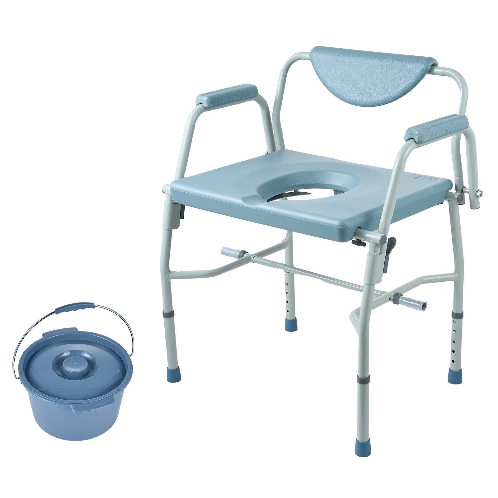 VEVOR Commode Chair, Bedside Commode with Drop-Down Arms and Detachable Backrest, 5-Level Adjustable Height, 7L Removable Bucket, Easy to Assemble, 1000LBS Capacity, Portable Toilet for Adults Seniors 