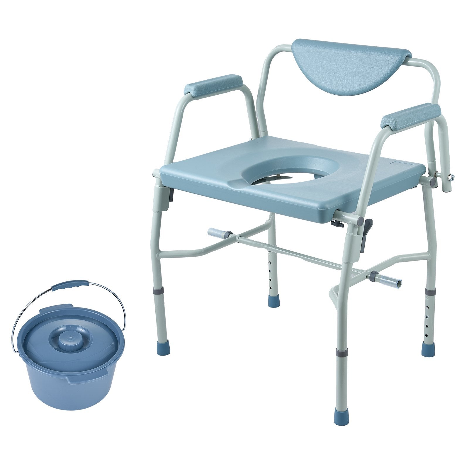 VEVOR Commode Chair, Bedside Commode with Drop-Down Arms and Detachable Backrest, 5-Level Adjustable Height, 7L Removable Bucket, Easy to Assemble, 1000LBS Capacity, Portable Toilet for Adults Seniors 