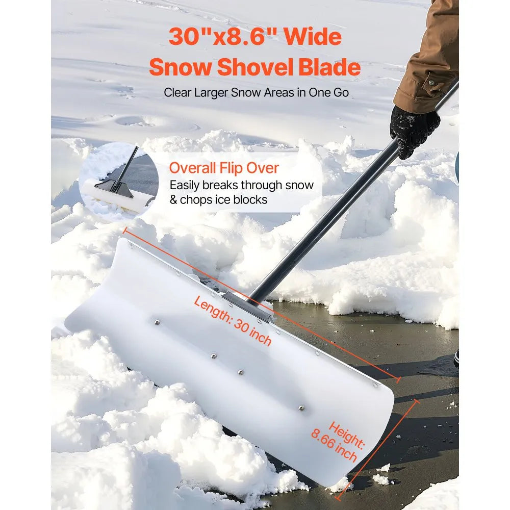 30-Inch Snow Pusher with Ergonomic Handle for Winter Snow Clearing