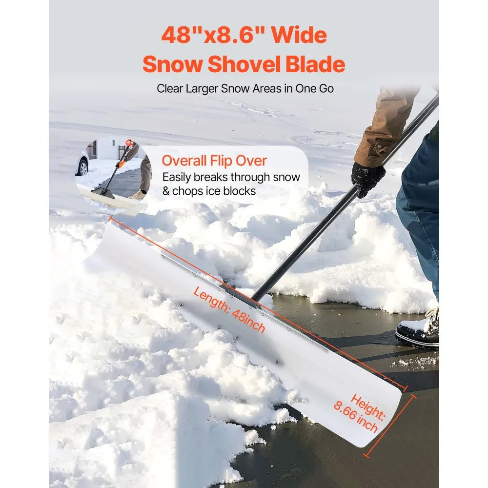 48-Inch Plastic Snow Pusher with Ergonomic Handle for Winter Snow Clearing