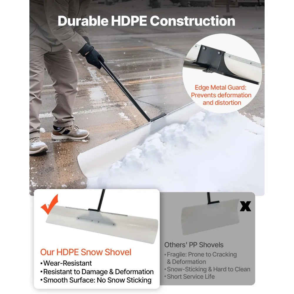 48-Inch Plastic Snow Pusher with Ergonomic Handle for Winter Snow Clearing