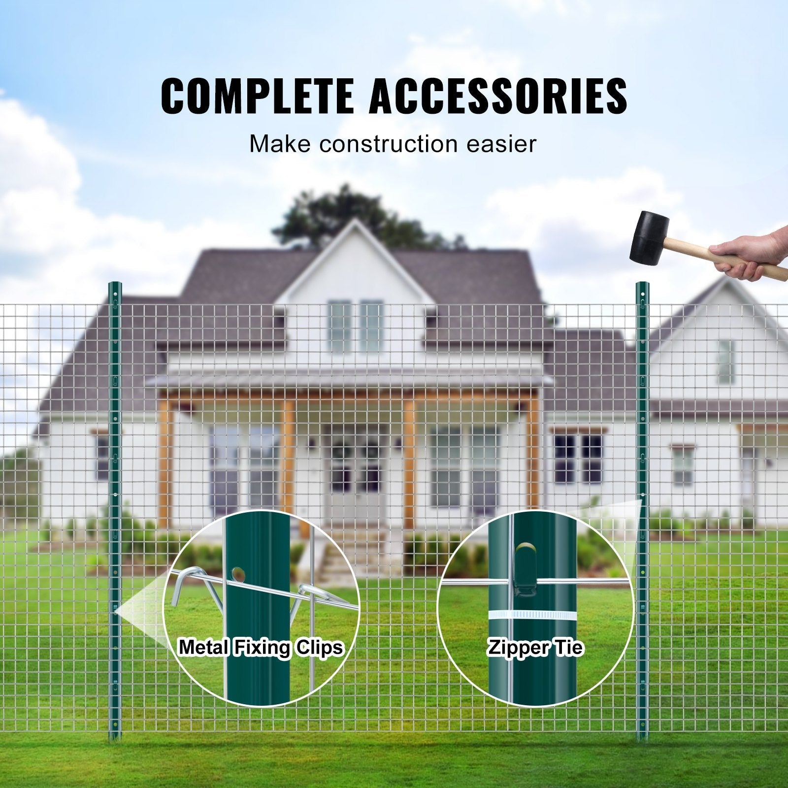 VEVOR 4 Feet Fence Post 10 Pack T-Post Heavy Duty Metal Fence Posts Green 