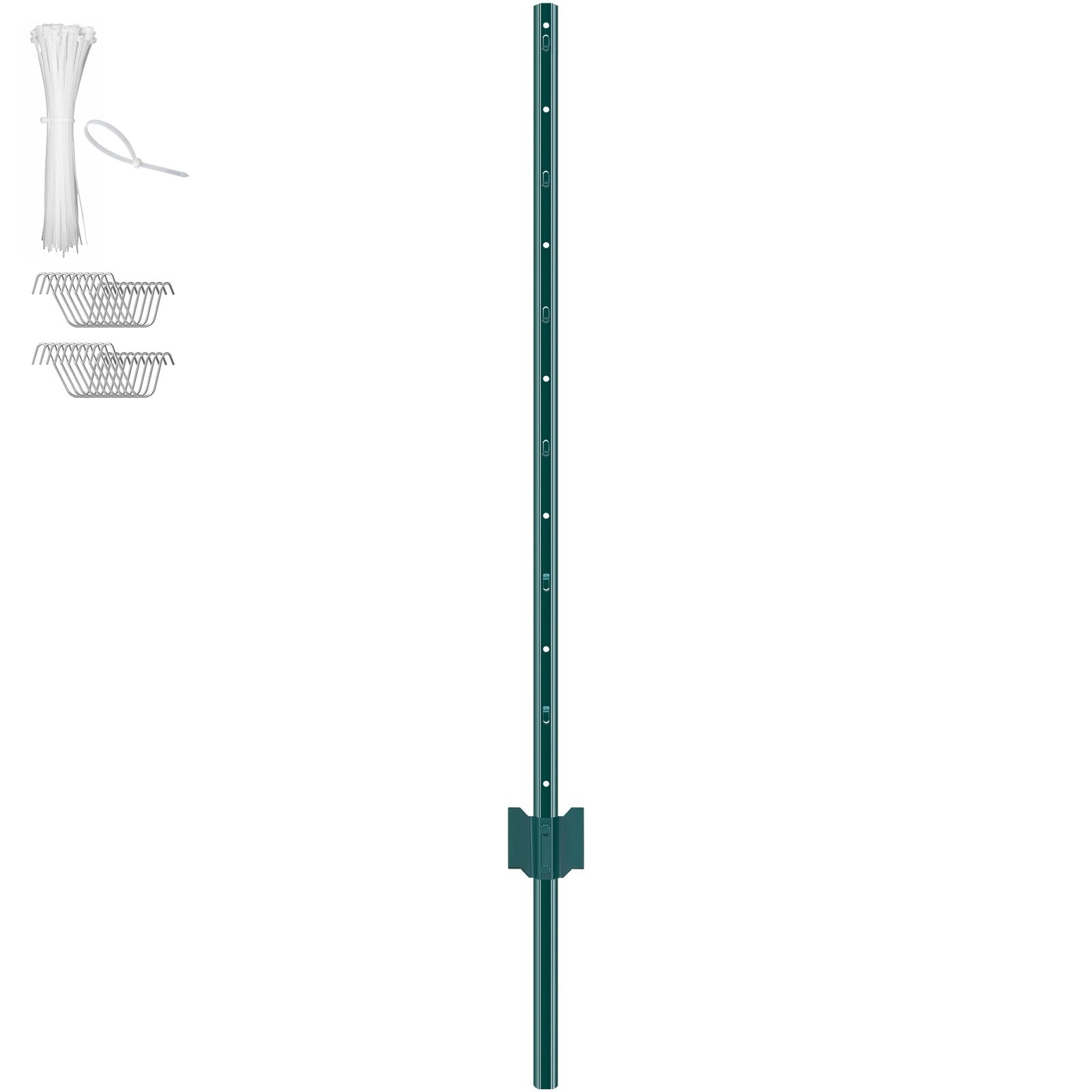 VEVOR 4 Feet Fence Post 10 Pack T-Post Heavy Duty Metal Fence Posts Green 