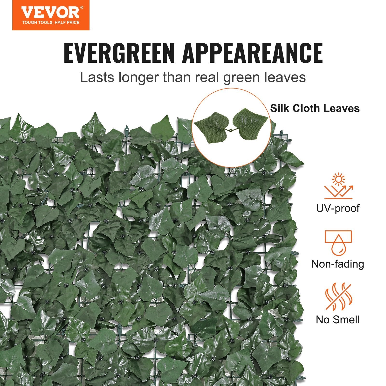 VEVOR Ivy Privacy Fence, 39 x 98 in Artificial Green Wall Screen, Greenery Ivy Fence with Strengthened Joint, Faux Hedges Vine Leaf Decoration for Outdoor Garden, Yard, Balcony, Patio Decor 