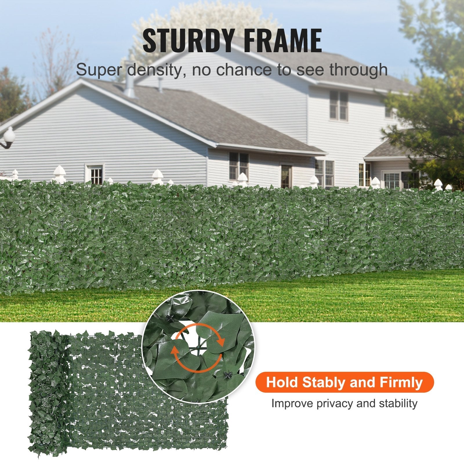 VEVOR Ivy Privacy Fence, 39 x 98 in Artificial Green Wall Screen, Greenery Ivy Fence with Strengthened Joint, Faux Hedges Vine Leaf Decoration for Outdoor Garden, Yard, Balcony, Patio Decor 