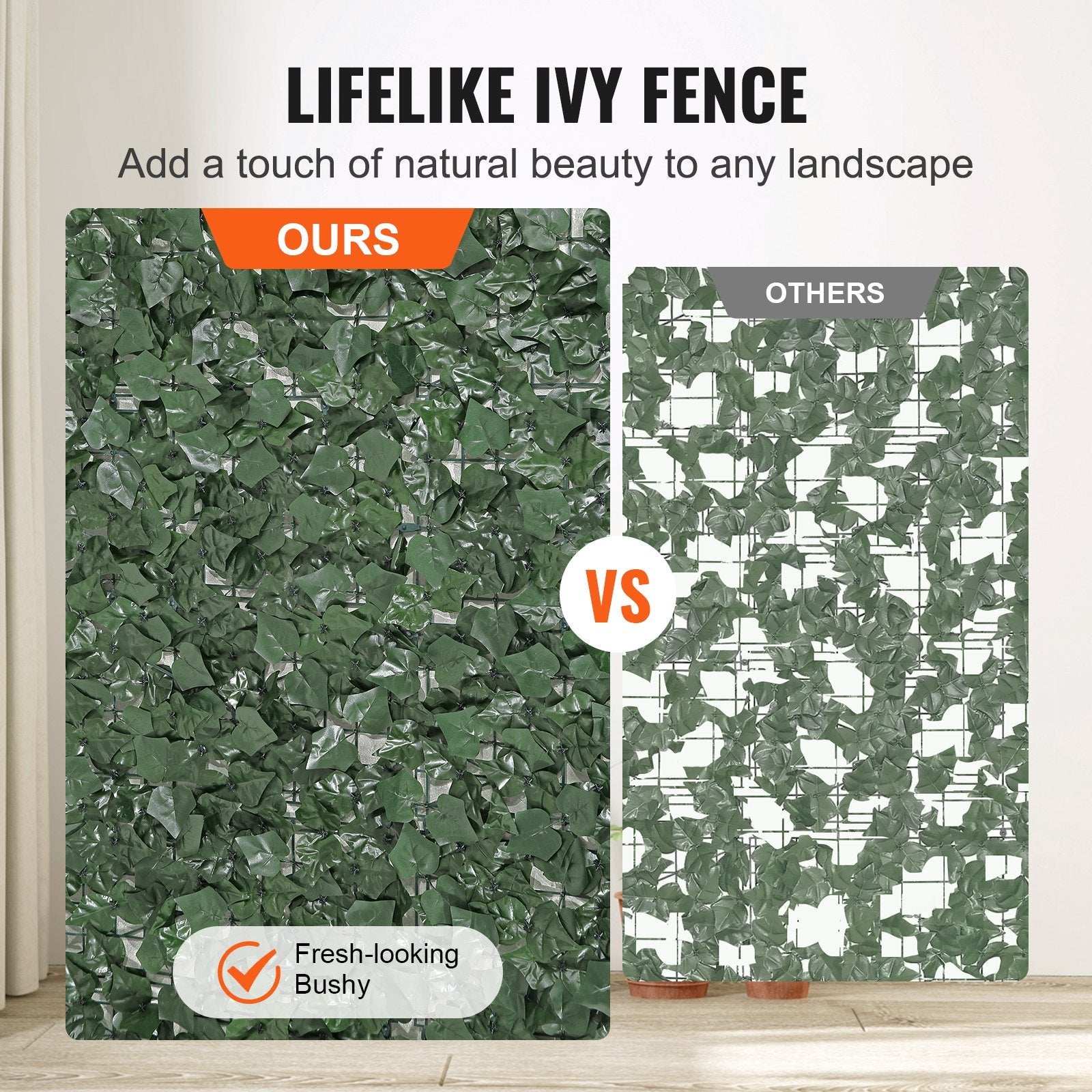 VEVOR Ivy Privacy Fence, 39 x 98 in Artificial Green Wall Screen, Greenery Ivy Fence with Strengthened Joint, Faux Hedges Vine Leaf Decoration for Outdoor Garden, Yard, Balcony, Patio Decor 