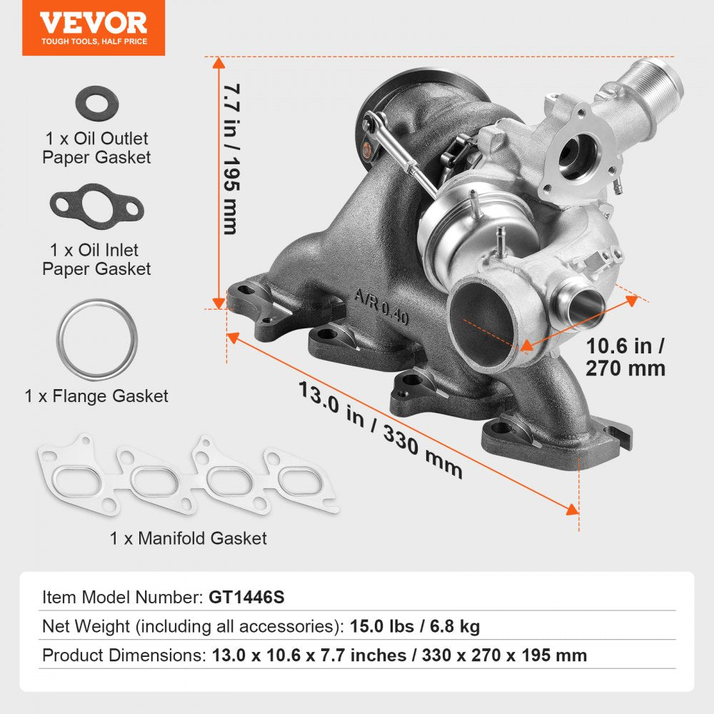 VEVOR Turbo Turbocharger Kit for Engines Chevy Chevrolet Cruze 2011-2019 1.4T 