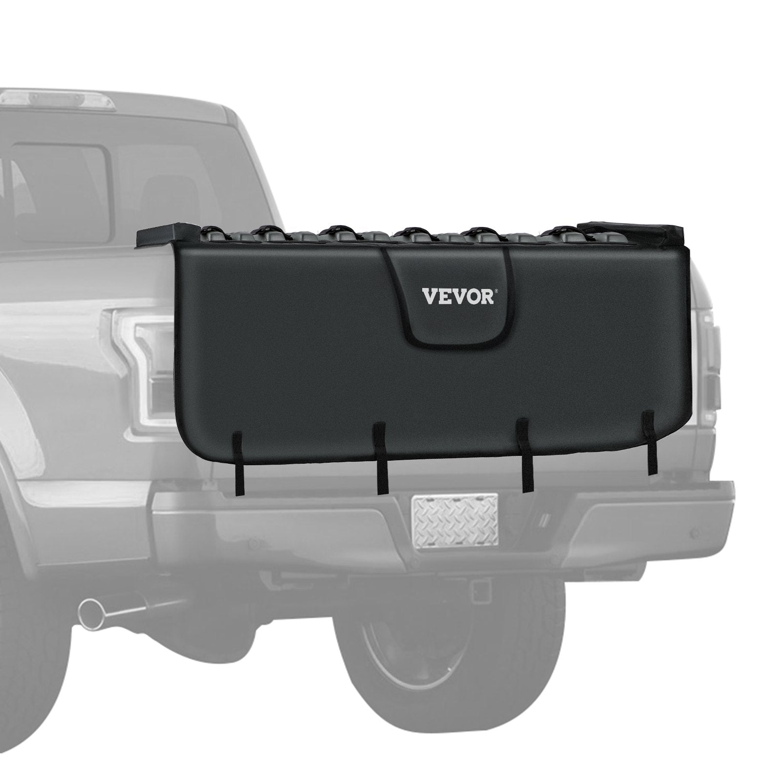 VEVOR Tailgate Pad, 63\" Wide Tailgate Bike Pad, Truck Bike Pad for Carrying up to 6 Bikes, Truck Bed Bike Pad with PVC Outer Layer, Tool Pocket and Straps for Middle & Large Pickup Truck, Upgraded 