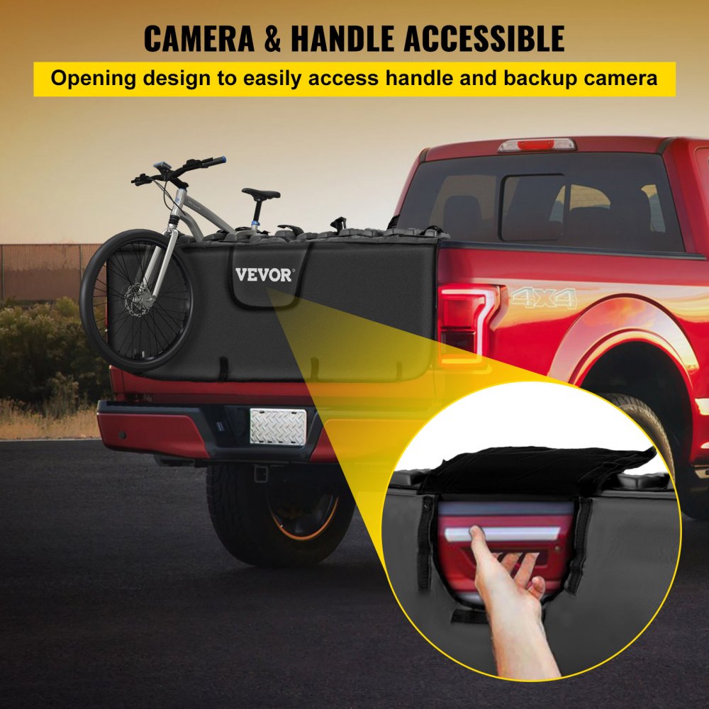 VEVOR Tailgate Pad, 63" Wide Tailgate Bike Pad, Truck Bike Pad for Carrying up to 7 Bikes, Truck Bed Bike Pad with PVC Outer Layer, Tool Pocket and Straps for Middle & Large Pickup Truck, Upgraded 