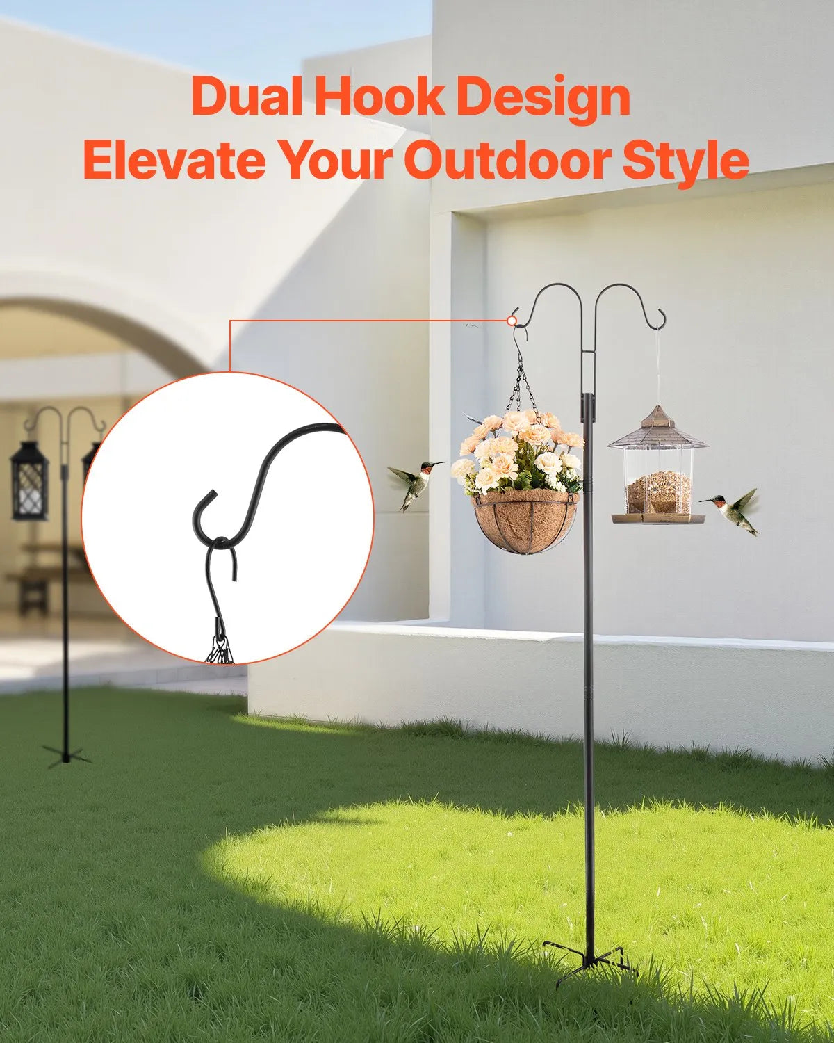 VEVOR Double Shepherds Hook 8 Pack 60 Inch Heavy Duty Bird Feeder Pole