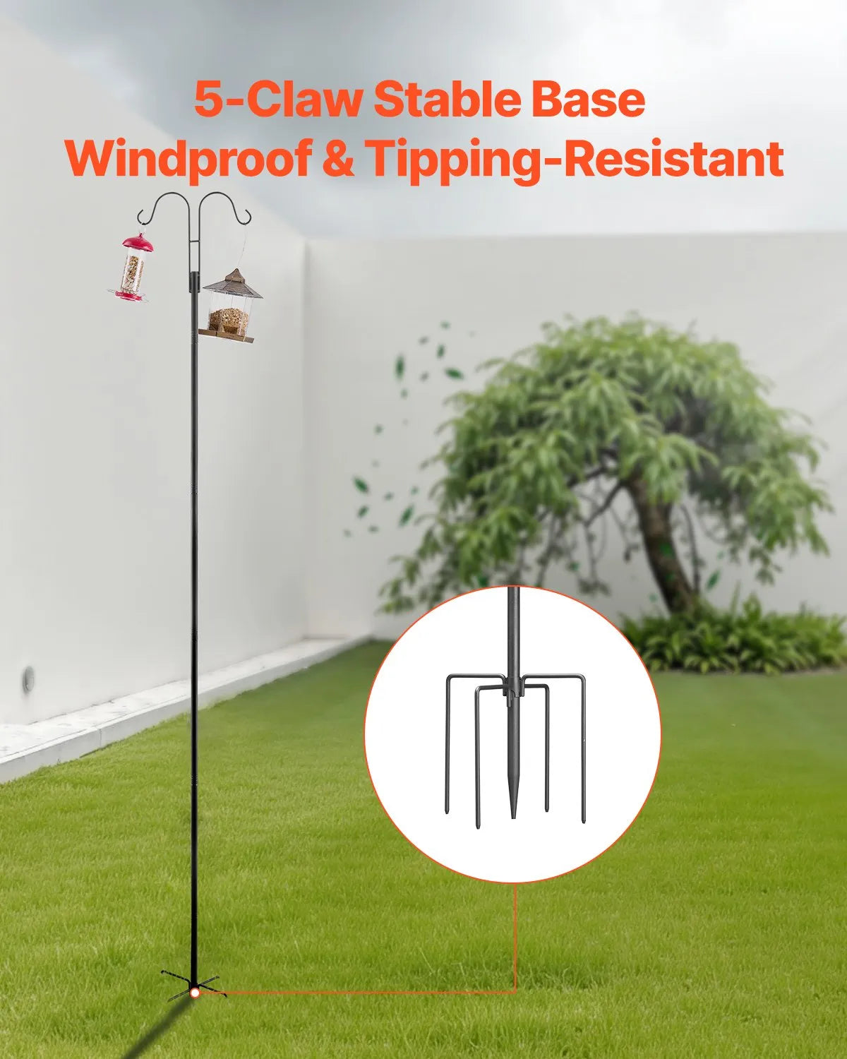 VEVOR Double Shepherds Hook 8 Pack 92 Inch Heavy Duty Bird Feeder Pole