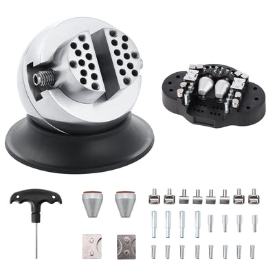 VEVOR Ball Vise 3\" Engraving Setting Tool 360°Rotation Professional Ball Vise 30 PCS Attachment Jewelry Engraving Block Tools Standard Block (3inch) 