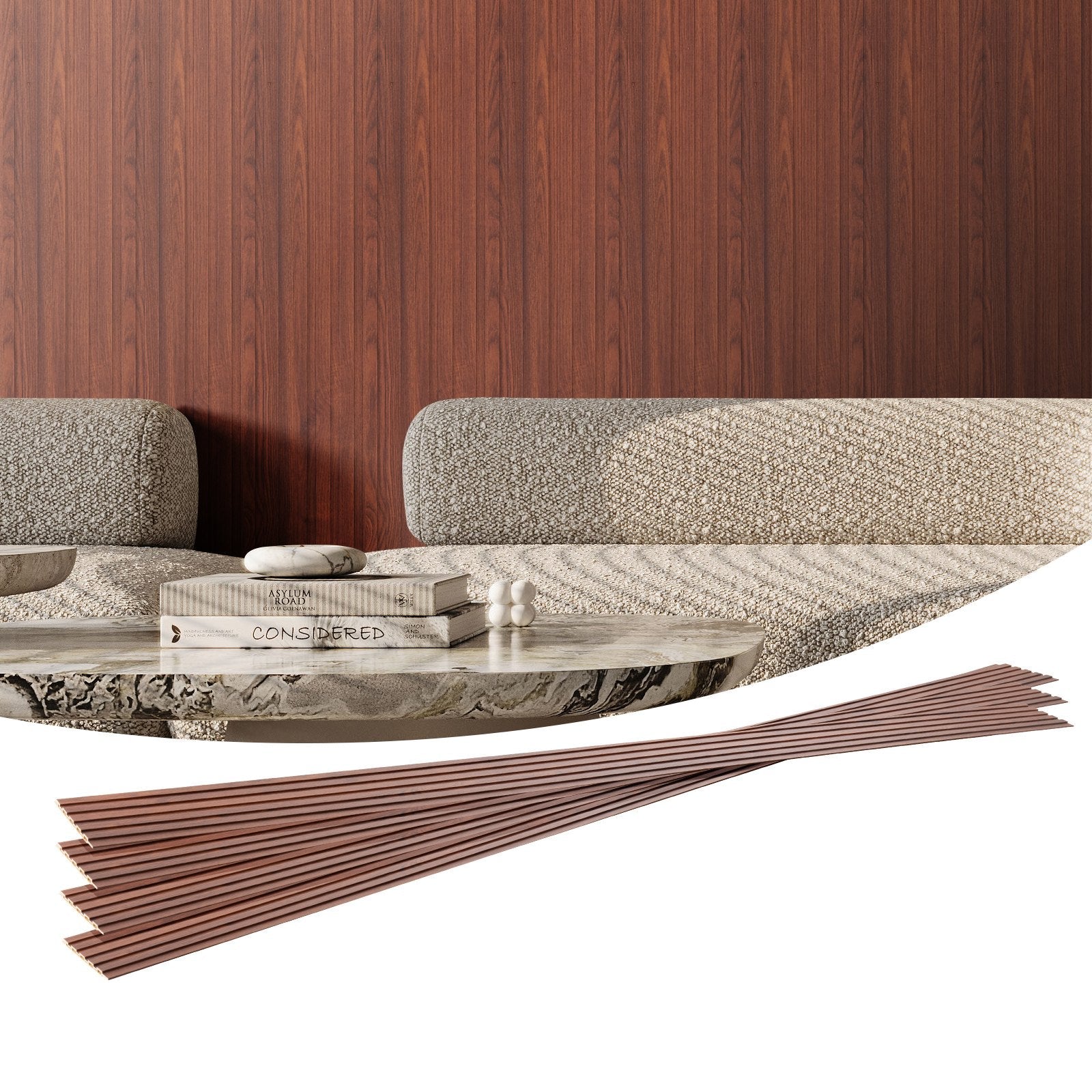 VEVOR Wood Slat Acoustic Panels 8 PCS 96 x 6 inch for Modern Wall Black Walnut 