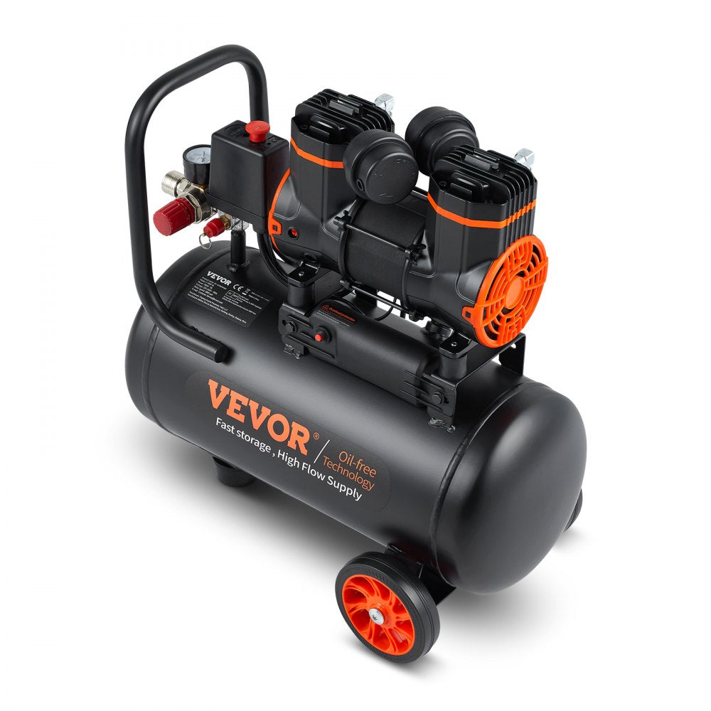 VEVOR Air Compressor 4.8 Gallon 900W 2.2 CFM@ 90PSI 70 dB Ultra Quiet Oil Free 