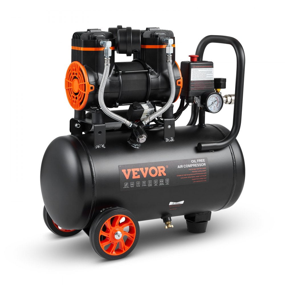 VEVOR Air Compressor 4.8 Gallon 900W 2.2 CFM@ 90PSI 70 dB Ultra Quiet Oil Free 
