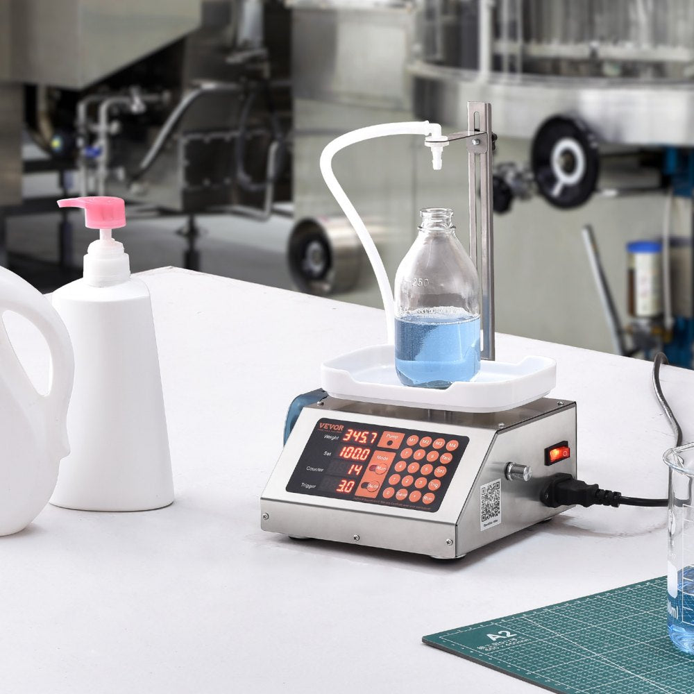 VEVOR Liquid Filling Machine, 5-300 g Weighing Capacity, Automatic Bottle Filler Machine, Bottling Machine Peristaltic Pump Digital Control for Milk, Water, Wine, Beverage, Soy Sauce (Single Nozzle) 