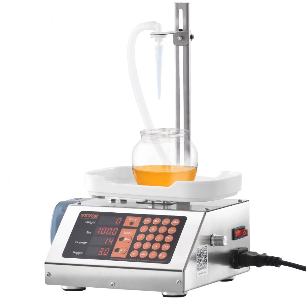 VEVOR Liquid Filling Machine, 5-300 g Weighing Capacity, Automatic Bottle Filler Machine, Bottling Machine Peristaltic Pump Digital Control for Milk, Water, Wine, Beverage, Soy Sauce (Single Nozzle) 