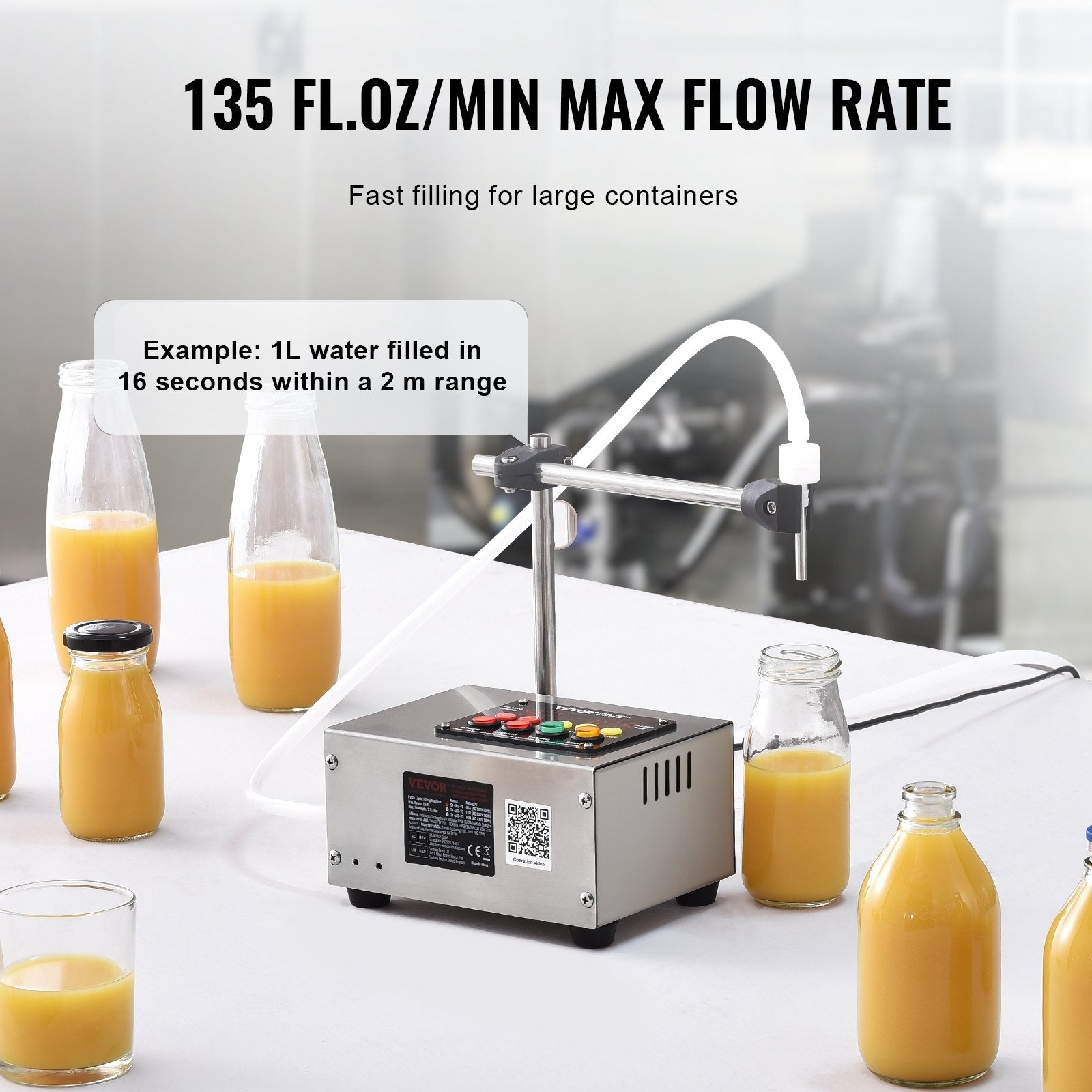 VEVOR Liquid Filling Machine, 10-4000ml Filling Capacity, Automatic Bottle Filler Machine Bottling Machine Digital Control for Milk, Water, Wine, Beverage, Soy Sauce, Vinegar, Alcohol (Single Nozzle) 