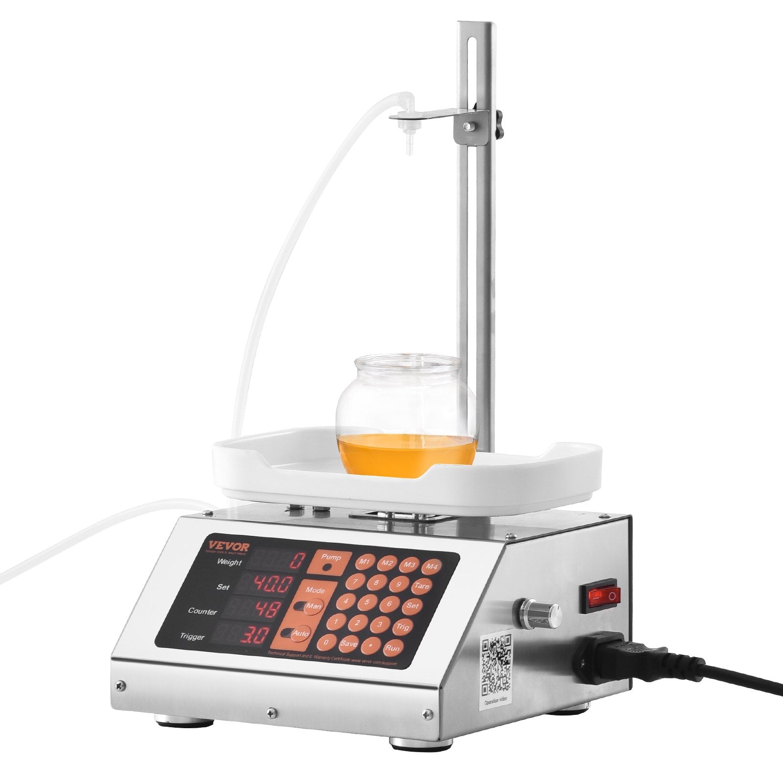 VEVOR Liquid Filling Machine, 5-50 g Weighing Capacity, Automatic Bottle Filler Machine, Bottling Machine Peristaltic Pump Digital Control for Milk, Water, Wine, Beverage, Soy Sauce (Single Nozzle) 