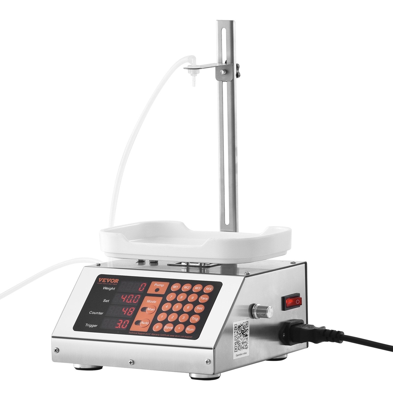 VEVOR Liquid Filling Machine, 5-50 g Weighing Capacity, Automatic Bottle Filler Machine, Bottling Machine Peristaltic Pump Digital Control for Milk, Water, Wine, Beverage, Soy Sauce (Single Nozzle) 