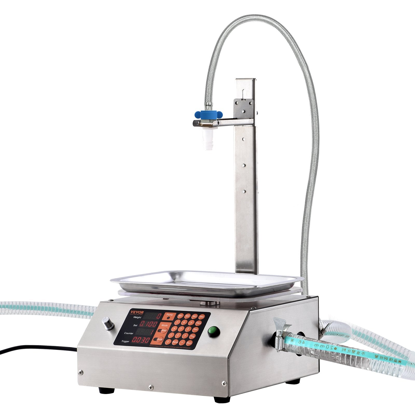 VEVOR Liquid Filling Machine, 30-15000 g Weighing Capacity, Automatic Bottle Filler Machine Bottling Machine Digital Control for Milk, Water, Oil, Wine, Beverage, Detergent, Shampoo (Single Nozzle) 