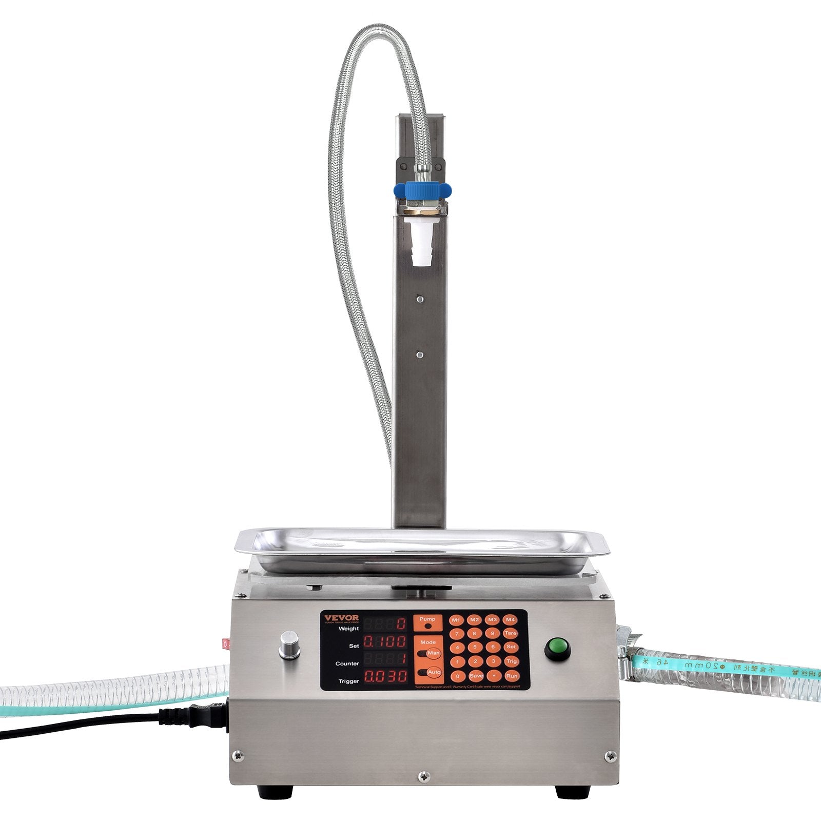 VEVOR Liquid Filling Machine, 30-15000 g Weighing Capacity, Automatic Bottle Filler Machine Bottling Machine Digital Control for Milk, Water, Oil, Wine, Beverage, Detergent, Shampoo (Single Nozzle) 