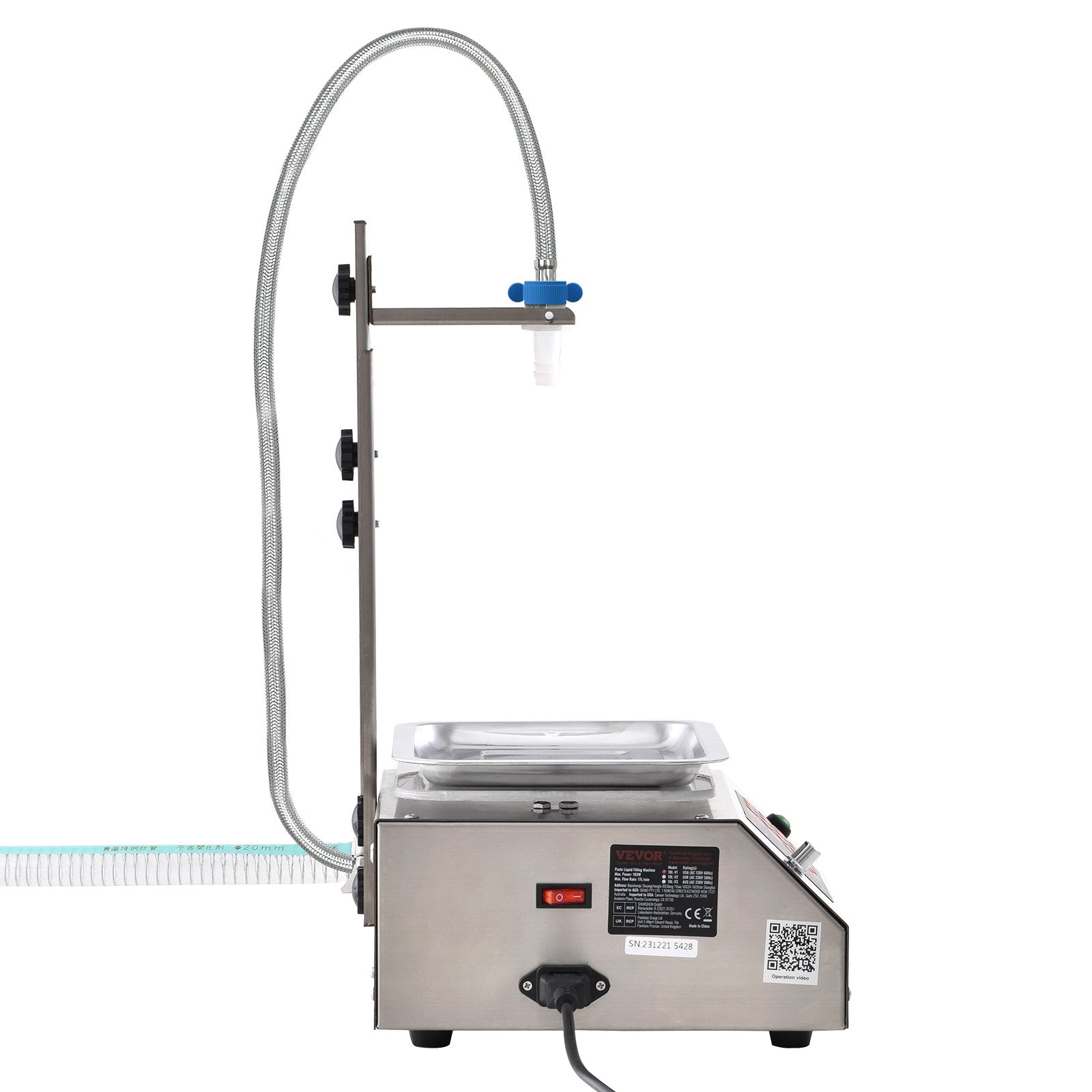 VEVOR Liquid Filling Machine, 30-15000 g Weighing Capacity, Automatic Bottle Filler Machine Bottling Machine Digital Control for Milk, Water, Oil, Wine, Beverage, Detergent, Shampoo (Single Nozzle) 