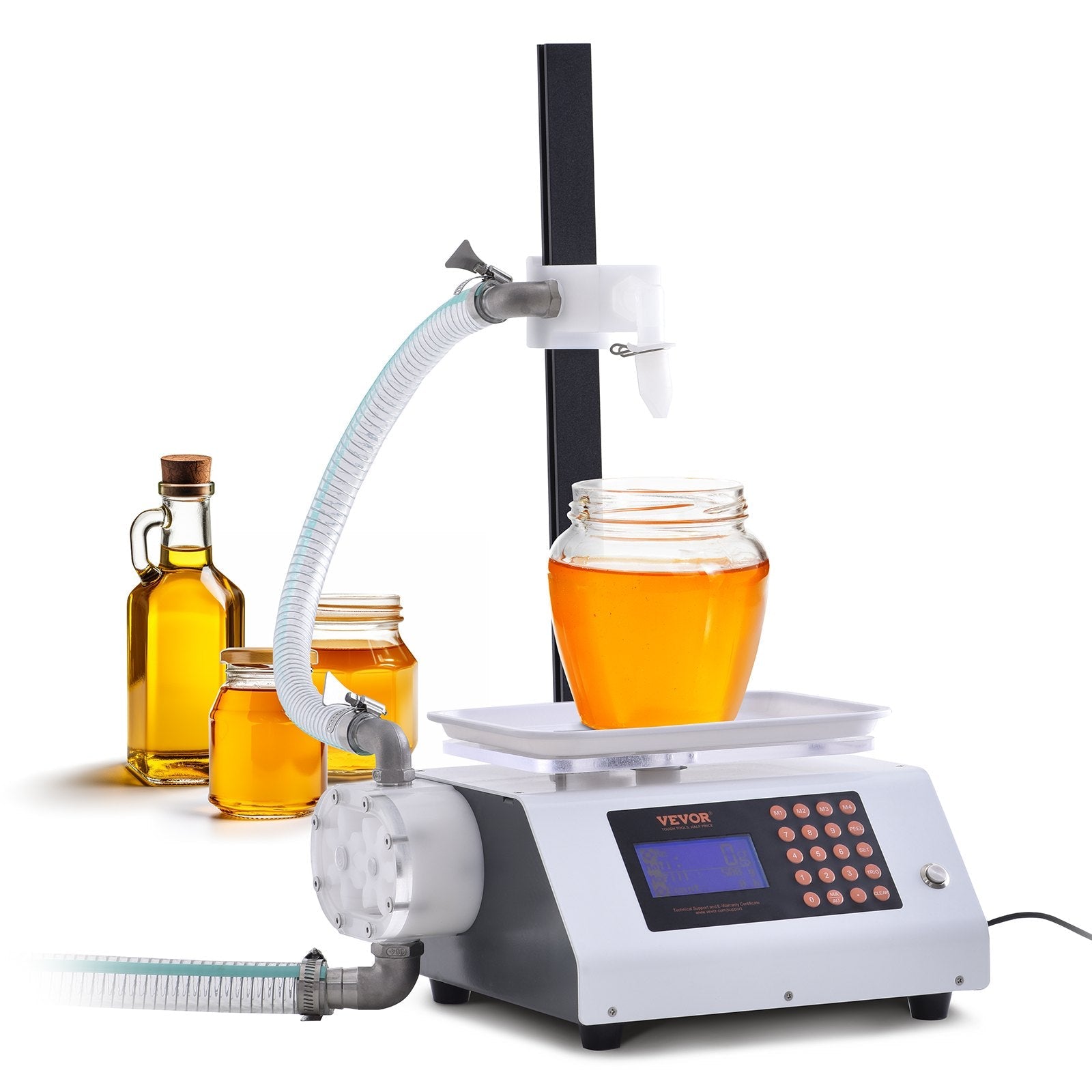 VEVOR Liquid Filling Machine, 50-5000 g Weighing Capacity, Automatic Bottle Filler Machine Bottling Machine Gear Pump Digital Control for Honey, Oil, Wine, Detergent, Viscous Liquids (Single Nozzle) 
