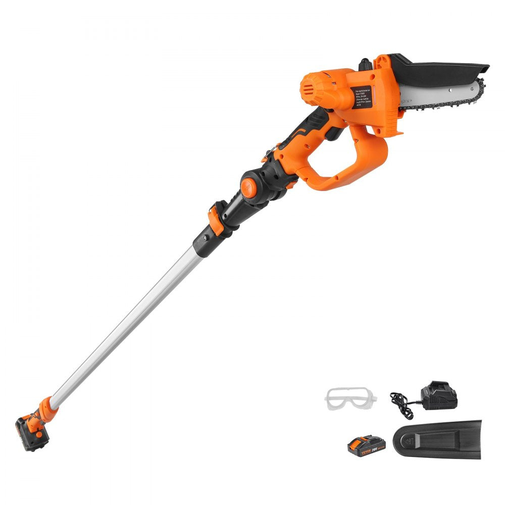 VEVOR 2-in-1 Cordless Pole Saw & Mini Chainsaw, 20V 4Ah Battery Pole Chainsaw, 5" Cutting Capacity 8 ft Reach Pole Saw for Branch Cutting & Tree Trimming (Battery and Blade Cover Included) 
