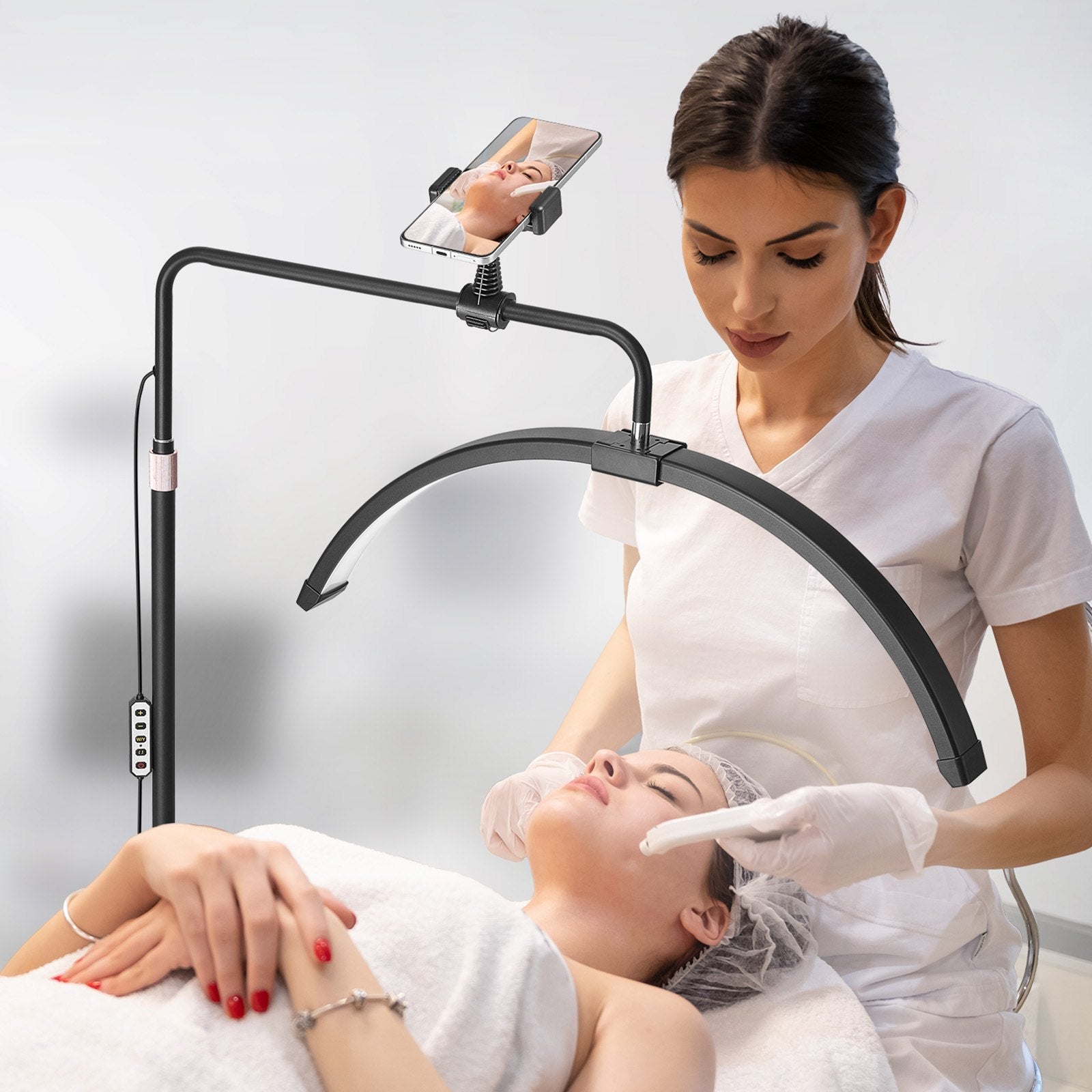 Half Moon Light for Esthetician 26inch Dimmable LED Floor Lamp Lash Light Arched 