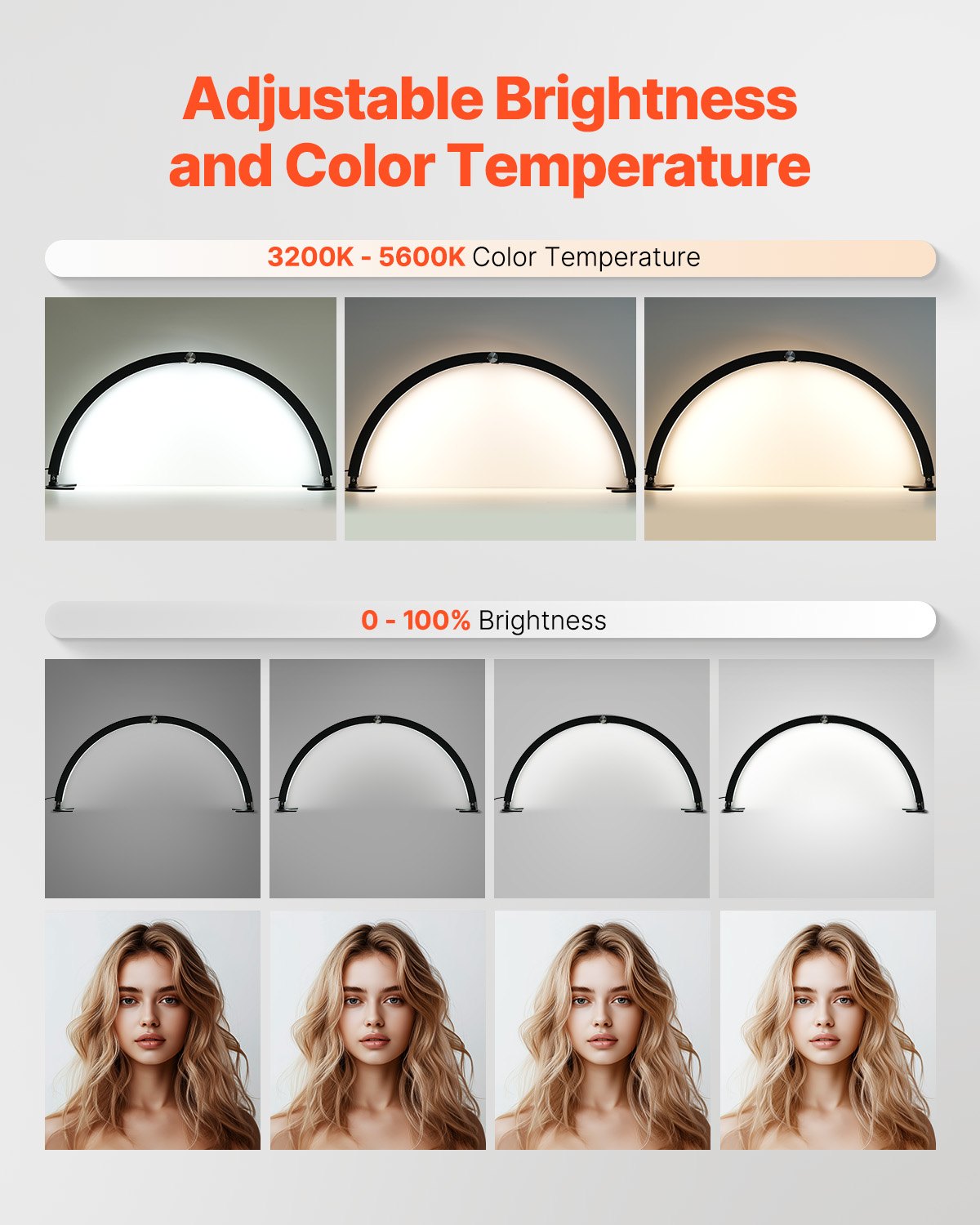 Nail Desk Light 40 W Half Moon Desk Lamp with Phone Holder Adjustable Brightness 