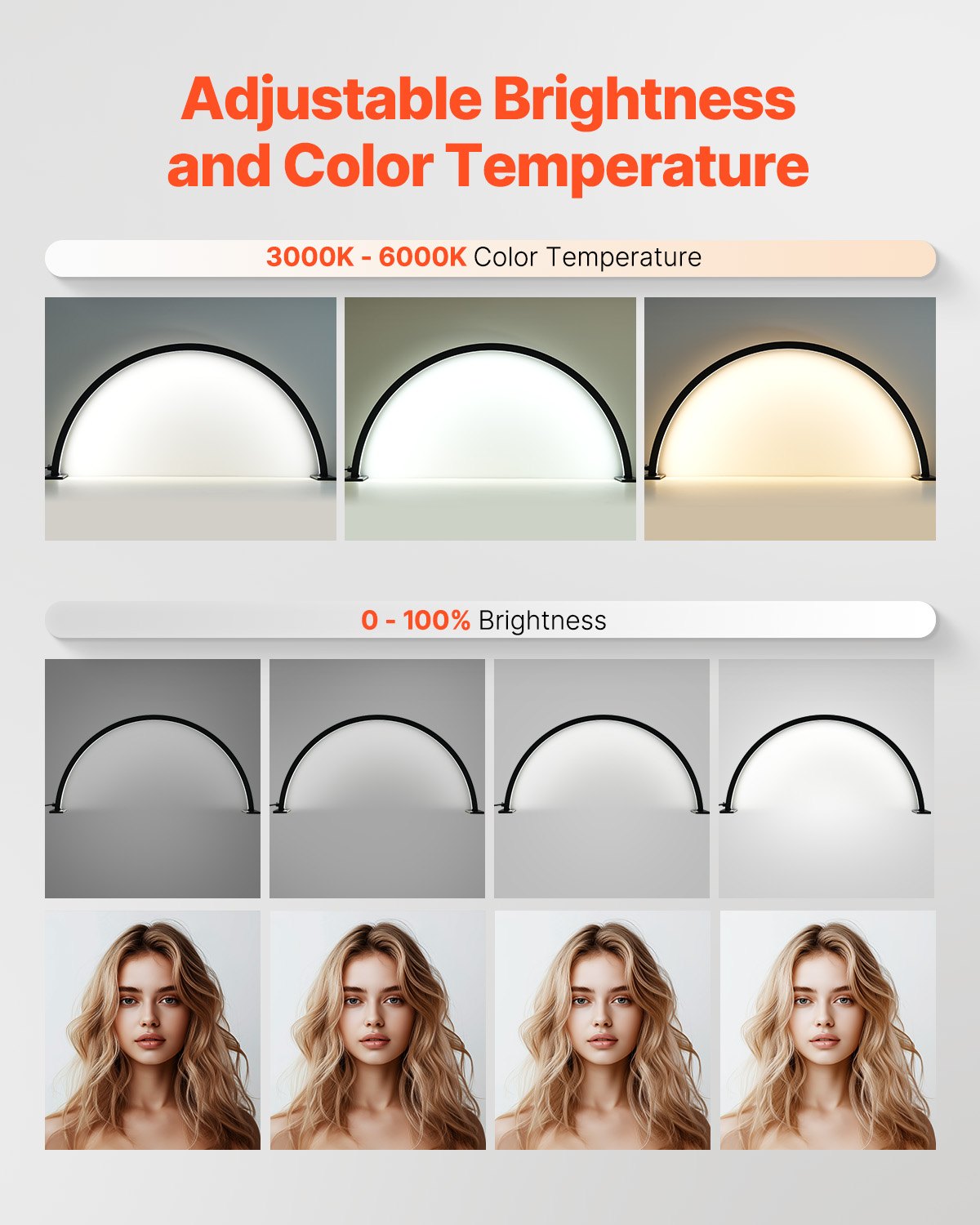 Nail Desk Light 30 W Half Moon Desk Lamp with Phone Holder Adjustable Brightness 