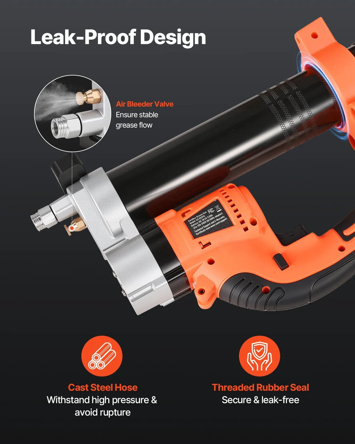 VEVOR Cordless Grease Gun 20V Electric Grease Gun Kit with Battery 30-inch Hose